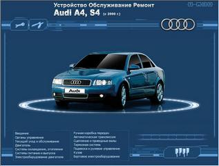 Мультимедийное руководство по устройству, обслуживанию,ремонту Audi A4,S4 c 2000 г. выпуска.