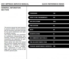 Руководство по эксплуатации, ремонту и техническому обслуживанию Subaru Impreza 2001